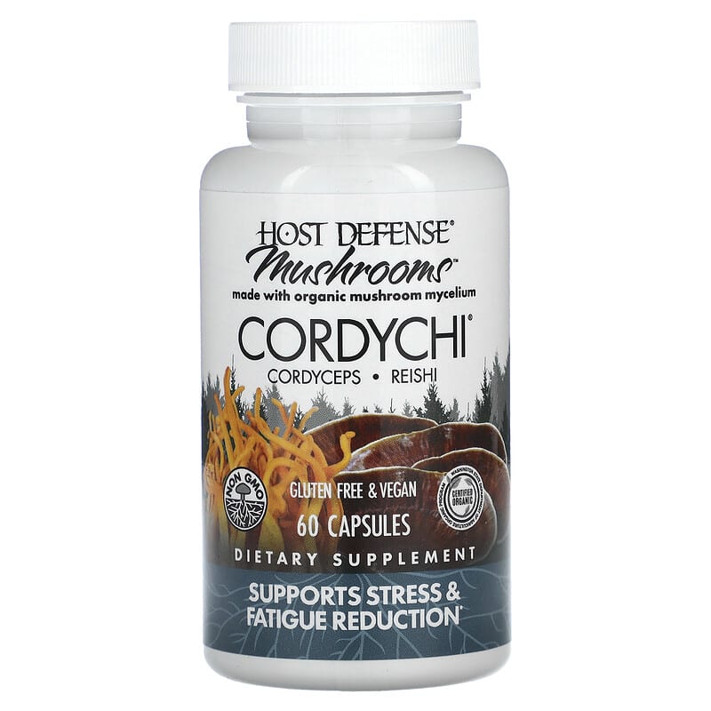 Fungi Perfecti Host Defense, Host Defense Mushrooms, Cordychi, Supports Stress & Fatigue Reduction, 60 Vegetarian Capsules 633422037424