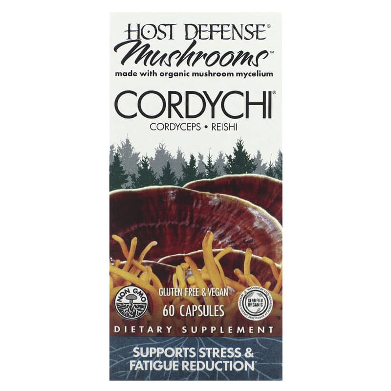 Fungi Perfecti Host Defense Host Defense Mushrooms Cordychi Supports Stress & Fatigue Reduction 60 Vegetarian Capsules 633422037424