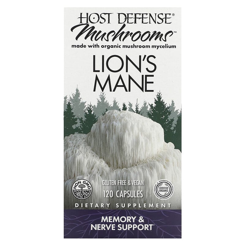 Fungi Perfecti Host Defense Host Defense Mushrooms Lion's Mane Memory & Nerve Support 120 Capsules 633422031637