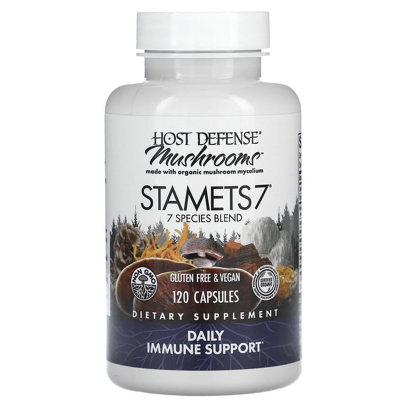 Fungi Perfecti Host Defense, Host Defense Mushrooms, Stamets 7, Daily Immune Support, 120 Capsules 633422037035
