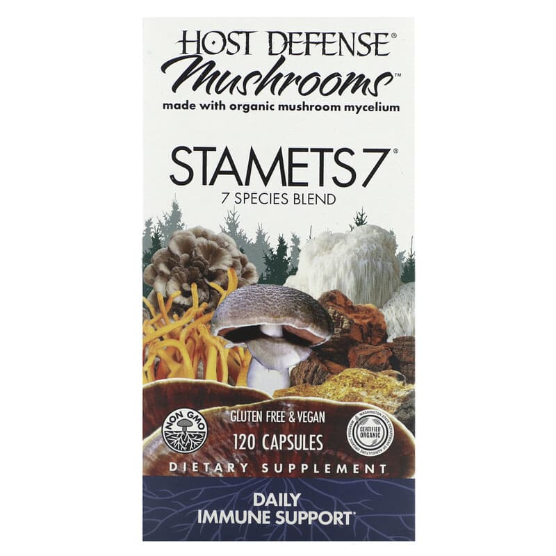 Fungi Perfecti Host Defense Host Defense Mushrooms Stamets 7 Daily Immune Support 120 Capsules 633422037035