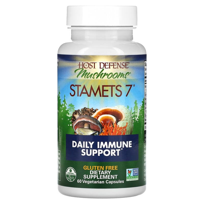 Fungi Perfecti Host Defense, Host Defense Mushrooms, Stamets 7, Daily Immune Support, 60 Vegetarian Capsules 633422037028