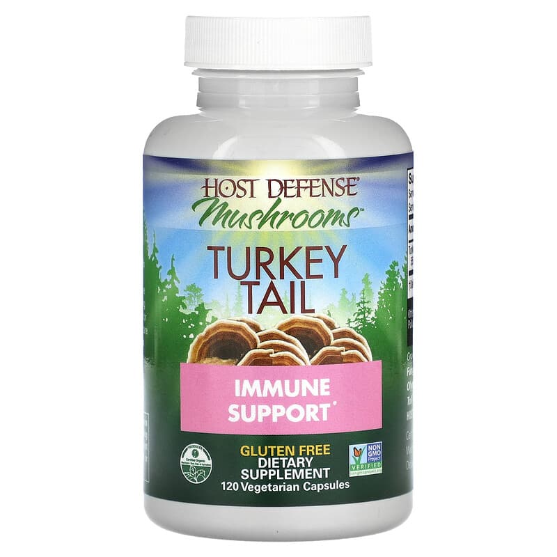 Fungi Perfecti Host Defense, Host Defense Mushrooms, Turkey Tail, Immune Support, 120 Vegetarian Capsules 633422027333