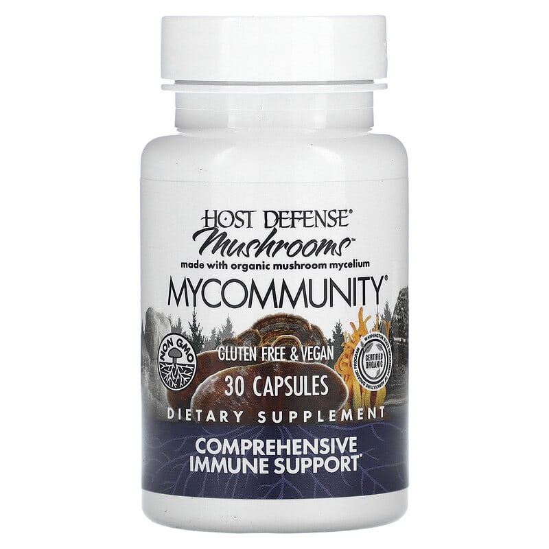 Fungi Perfecti Host Defense, Hot Defense Mushrooms, MyCommunity, Comprehensive Immune Support, 30 Capsules 633422038117