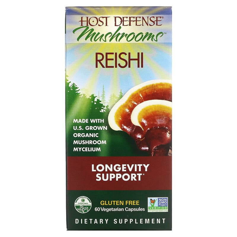 Fungi Perfecti Host Defense Mushrooms Reishi Longevity Support 60 Vegetarian Capsules 633422030326