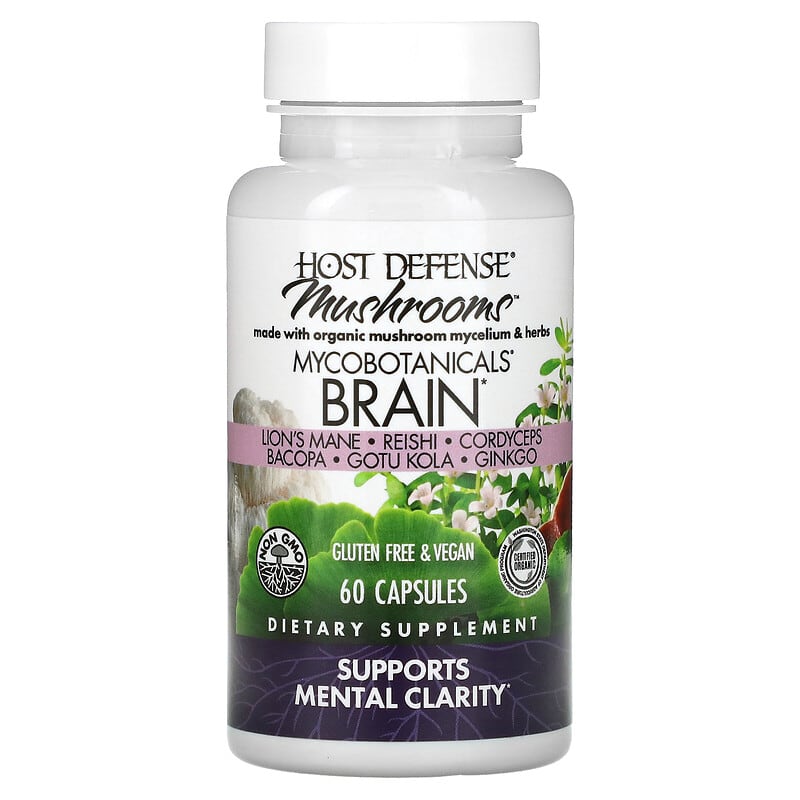 Fungi Perfecti Host Defense, MycoBotanicals, Brain, 60 Capsules 633422038629