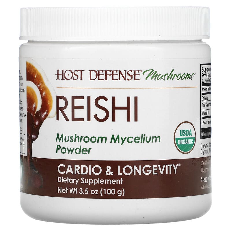 Fungi Perfecti Host Defense Reishi Mushroom Mycelium Powder Cardio & Longevity 3.5 oz (100 g) 633422822723