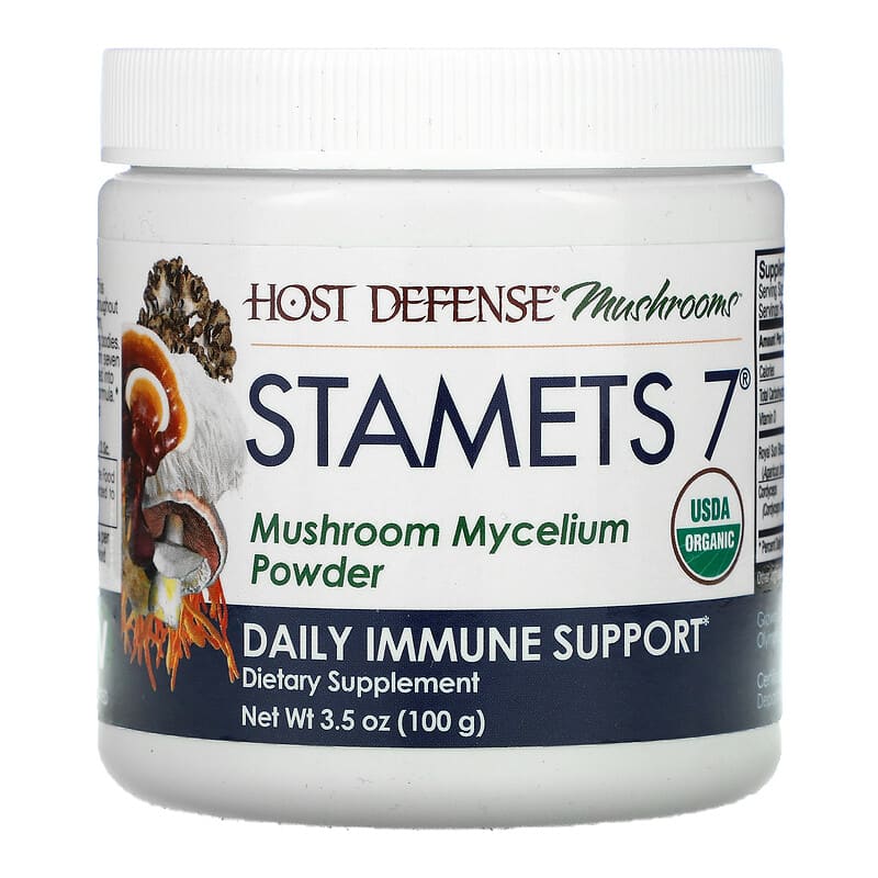 Fungi Perfecti Host Defense Stamets 7 Mushroom Mycelium Powder Daily Immune Support 3.5 oz (100 g) 633422354521
