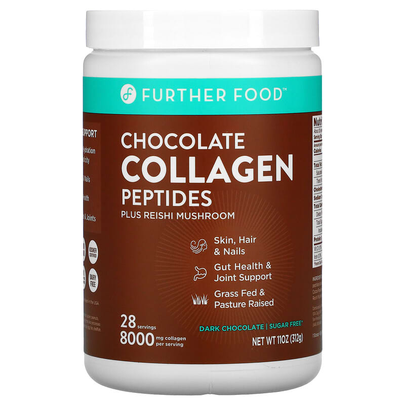 Further Food Chocolate Collagen Peptides Plus Reishi Mushroom Dark Chocolate 11 oz (312 g) 850006249008
