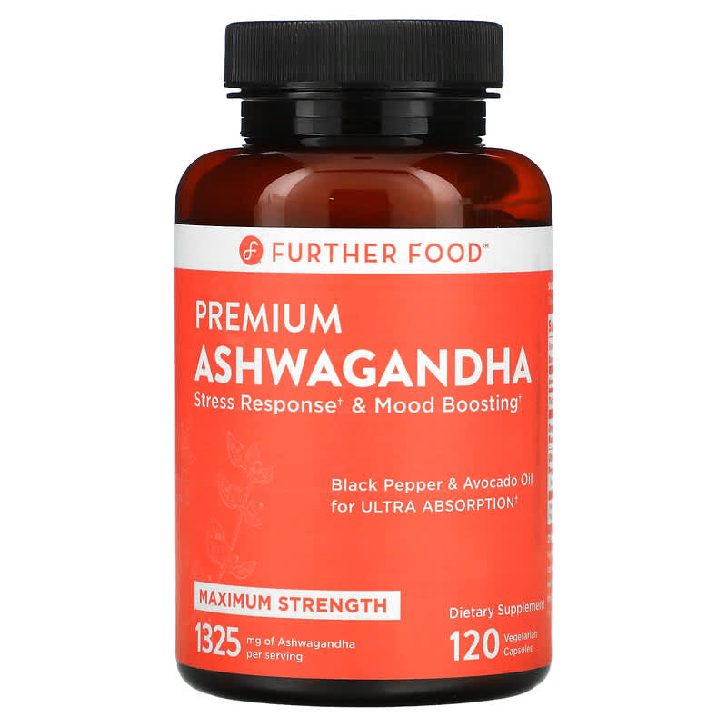 Further Food Premium Ashwagandha Maximum Strength 662.5 mg 120 Vegetarian Capsules 850006249077