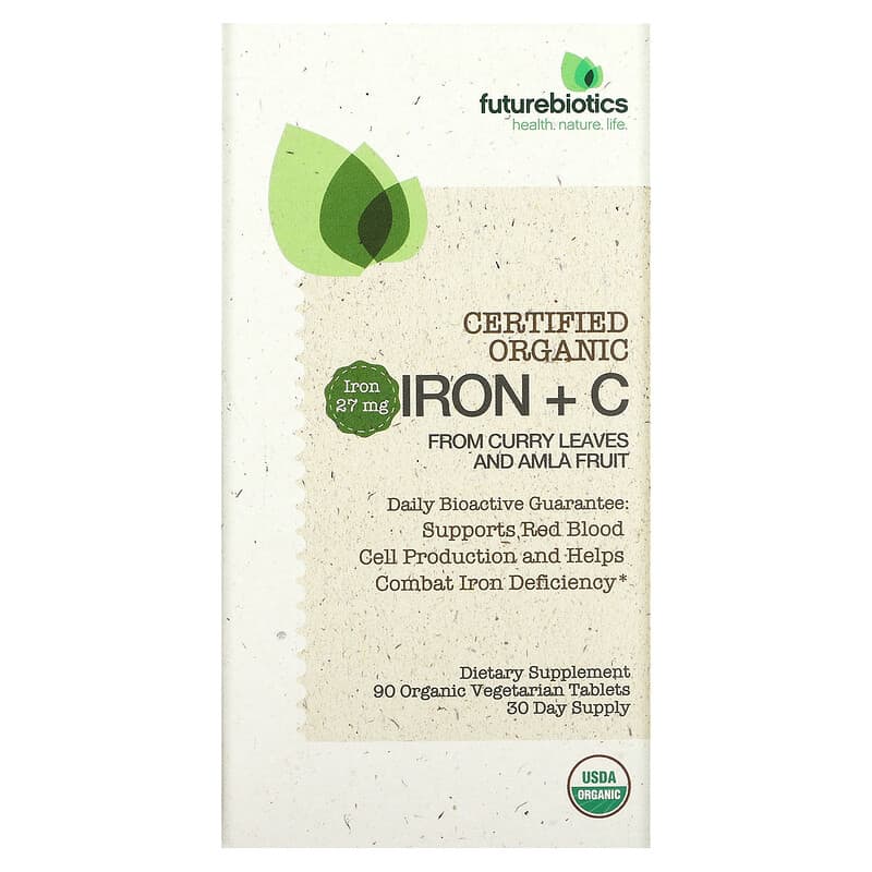 FutureBiotics Certified Organic Iron + C 90 Organic Vegetarian Tablets 49479035212
