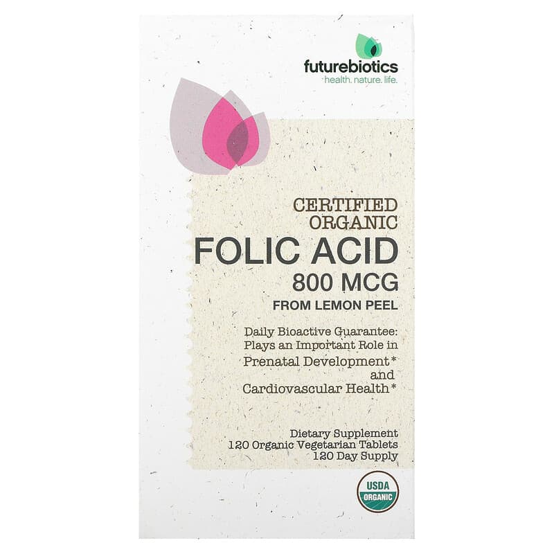 FutureBiotics Folic Acid From Lemon Peel 800 mcg 120 Organic Vegetarian Tablets 49479035182