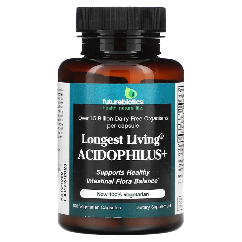 FutureBiotics Longest Living Acidophilus+ 100 Vegetarian Capsules 49479001163