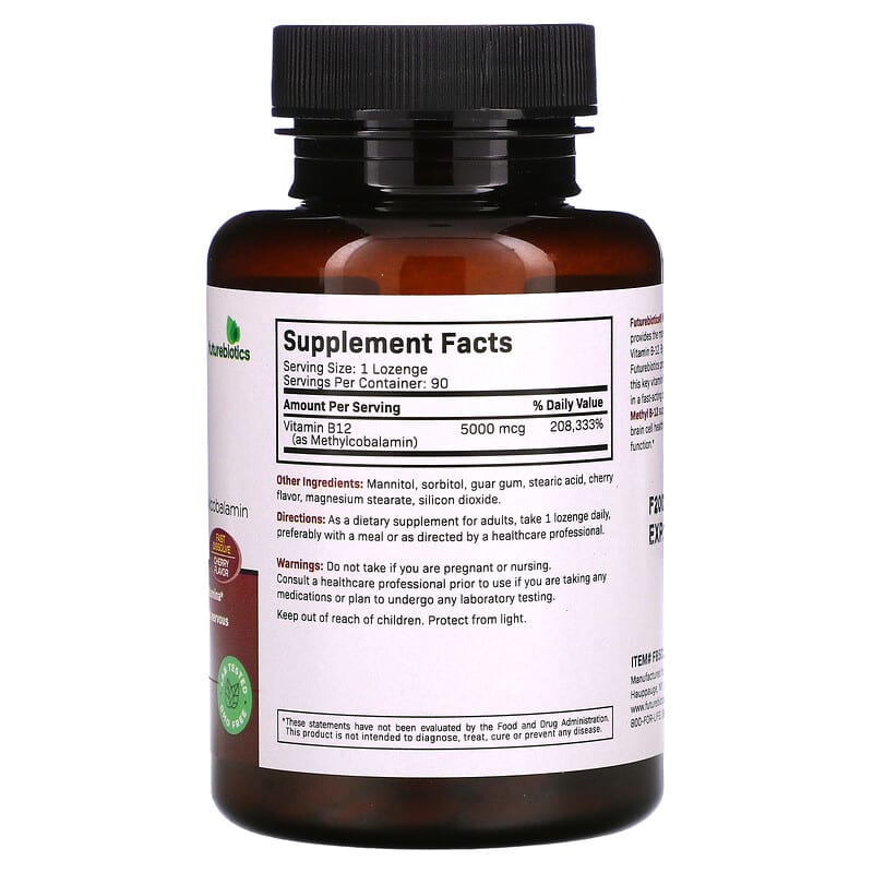 FutureBiotics, Methyl B-12, Cherry, 5,000 mcg, 90 Vegetarian Lozenges 49479501106