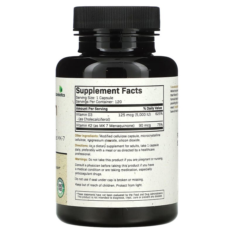 FutureBiotics, Vitamin K2 + D3 with Vitamin K2 as MK-7, 120 Capsules 49479500703
