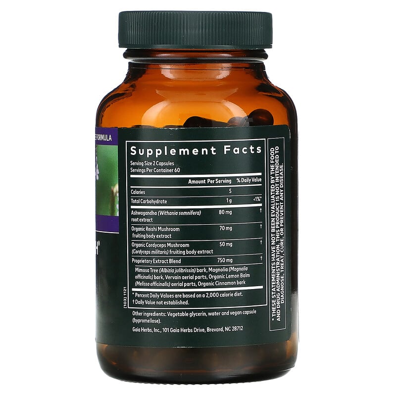 Gaia Herbs, Adrenal Health, Nightly Restore, 120 Vegan Liquid Phyto-Caps 751063149396