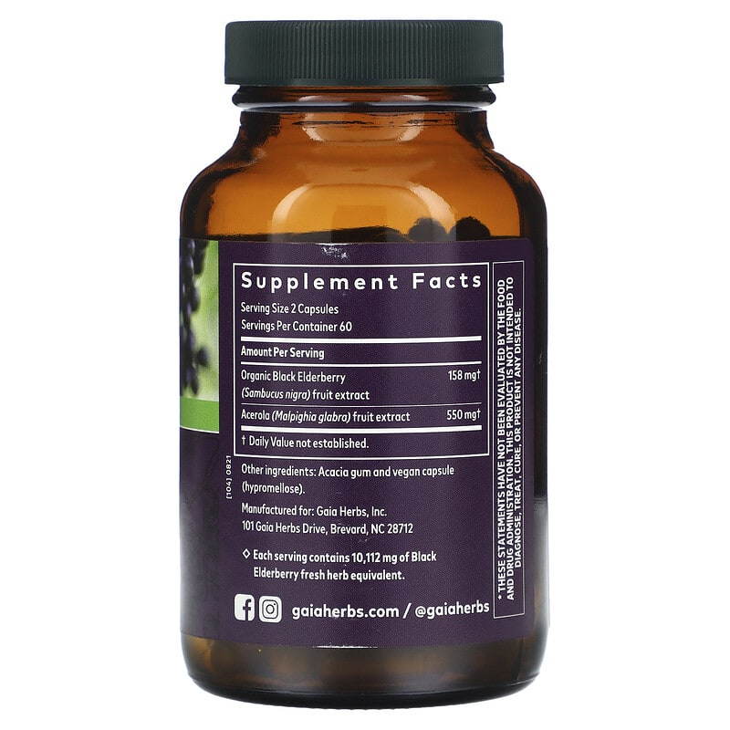 Gaia Herbs, Black Elderberry , 120 Vegan Capsules 751063150613