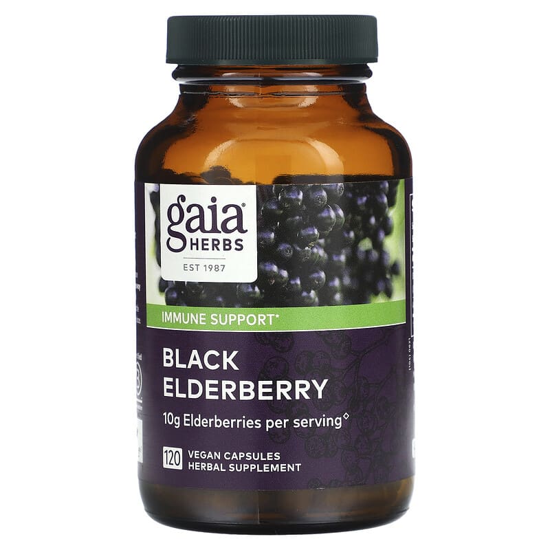 Gaia Herbs Black Elderberry  120 Vegan Capsules 751063150613