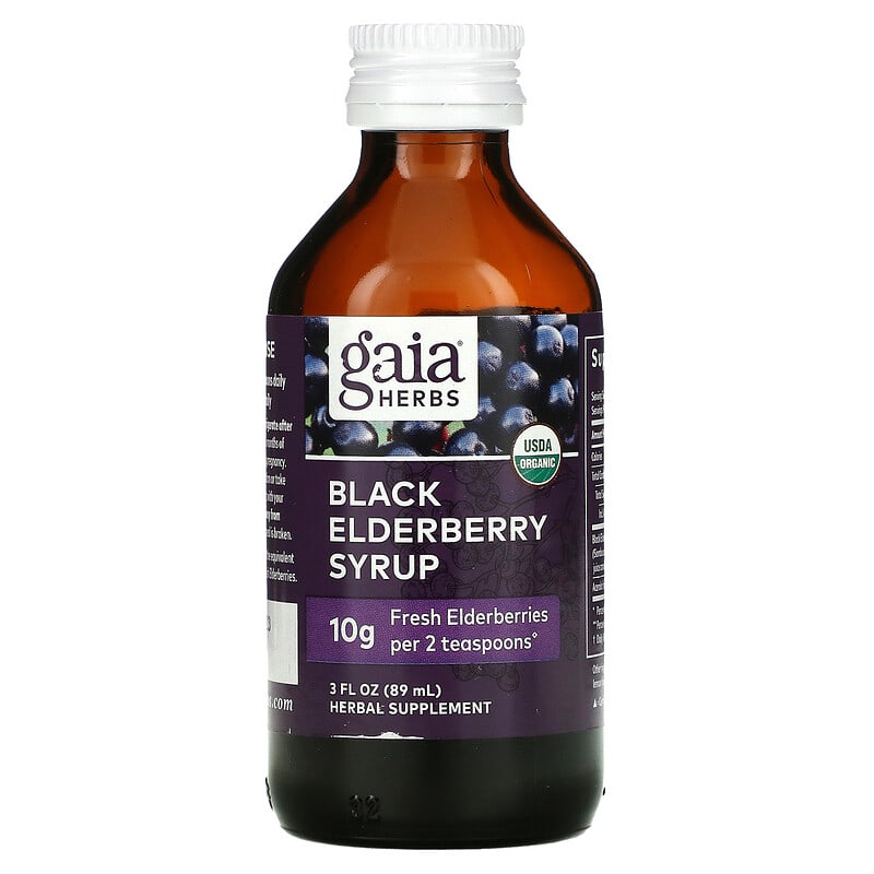 Gaia Herbs, Black Elderberry Syrup, 3 fl oz ( 89 ml) 751063151900