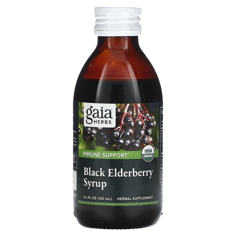 Gaia Herbs, Black Elderberry Syrup, 5.4 fl oz (160 ml) 751063800037