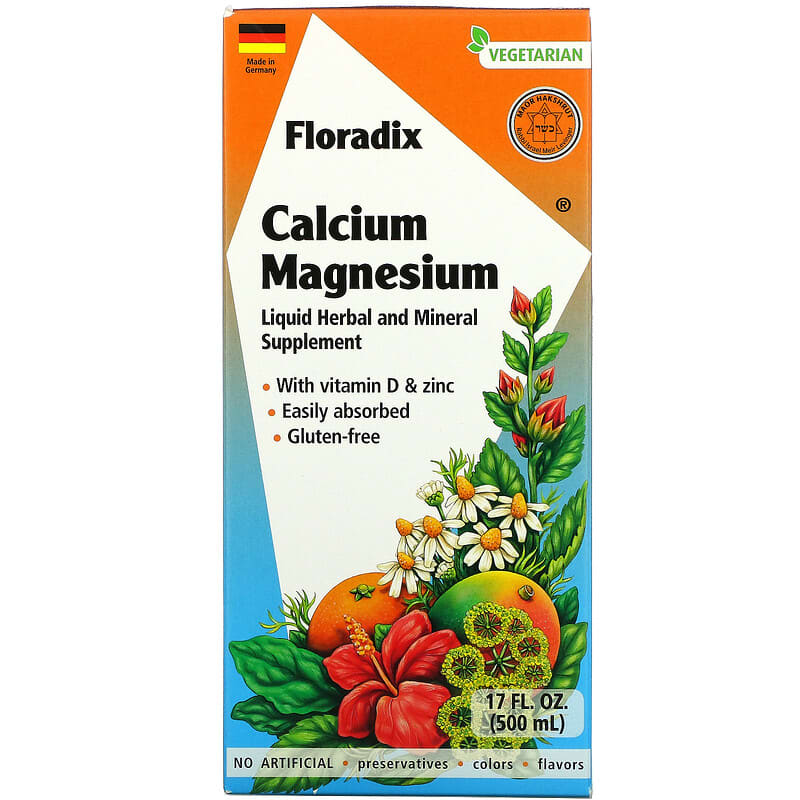 Gaia Herbs Floradix Calcium Magnesium with Vitamin D & Zinc 17 fl oz (500 ml) 850026260038