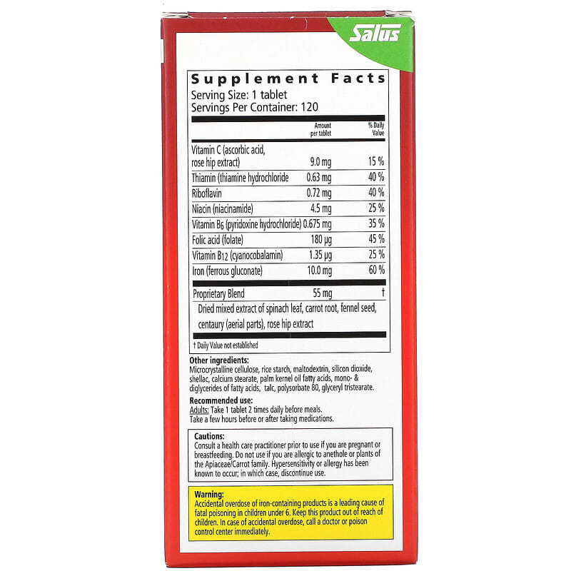 Gaia Herbs, Floradix, Iron Tablets, 120 Tablets 850026260182