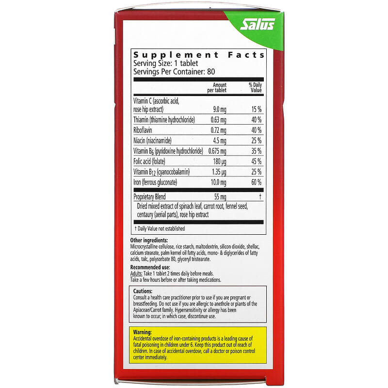 Gaia Herbs, Floradix, Iron Tablets, 80 Tablets 850026260175