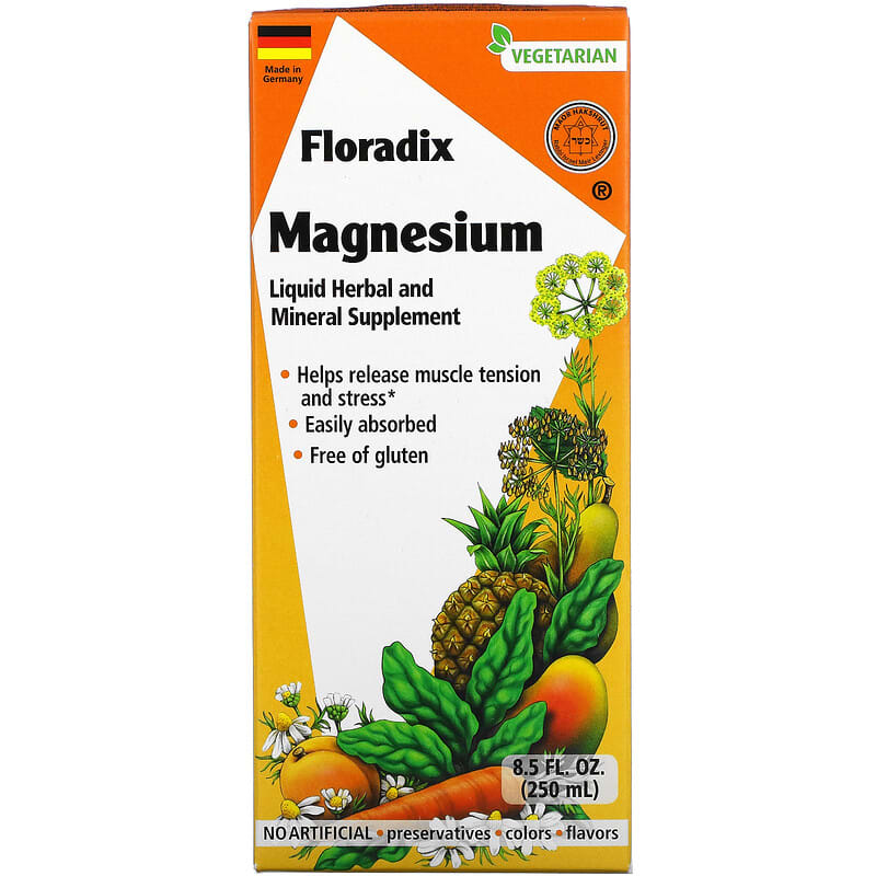 Gaia Herbs Floradix Magnesium Liquid Herbal and Mineral Supplement 8.5 fl oz (250 ml) 850026260076