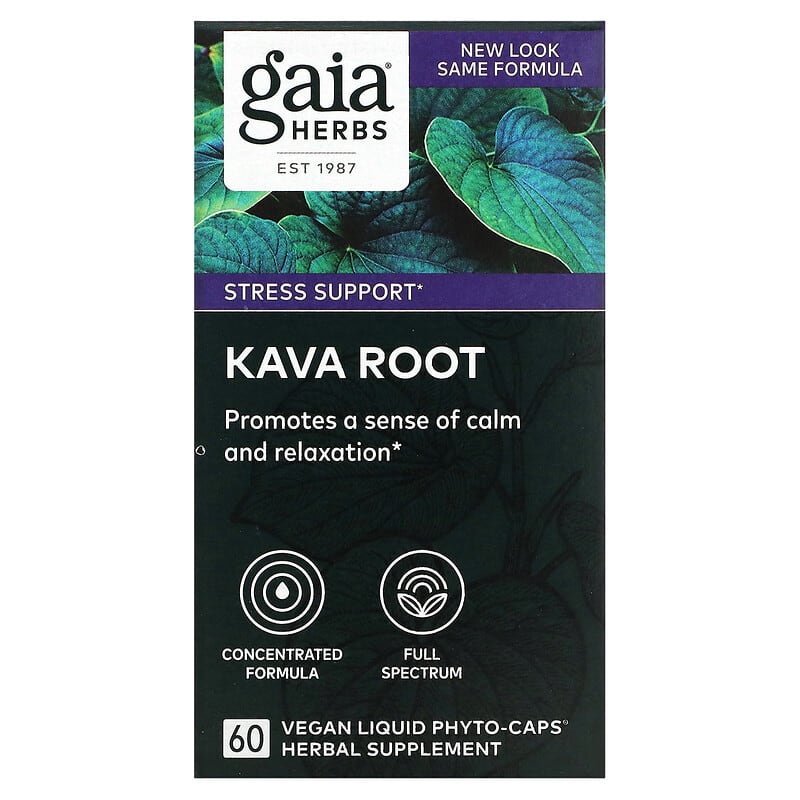 Gaia Herbs Kava Root 60 Vegan Liquid Phyto-Caps 751063398909