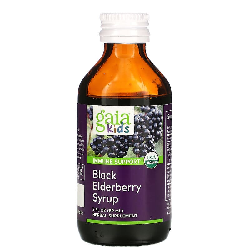 Gaia Herbs, Kids, Black Elderberry Syrup, 3 fl oz (89 ml) 751063145701
