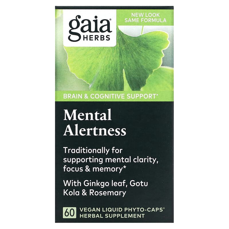 Gaia Herbs Mental Alertness 60 Vegan Liquid Phyto-Caps 751063398602