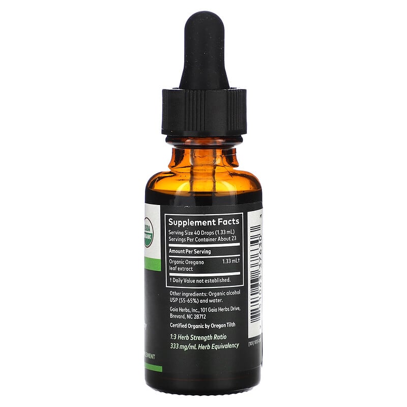 Gaia Herbs, Organic  Oregano Leaf, 1 fl oz (30 ml) 751063376303