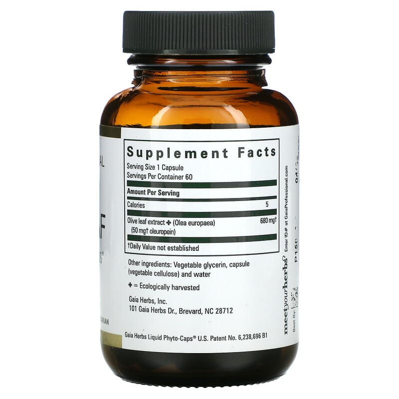 Gaia Herbs Professional Solutions, Olive Leaf, 60 Liquid-Filled Capsules 751063399449