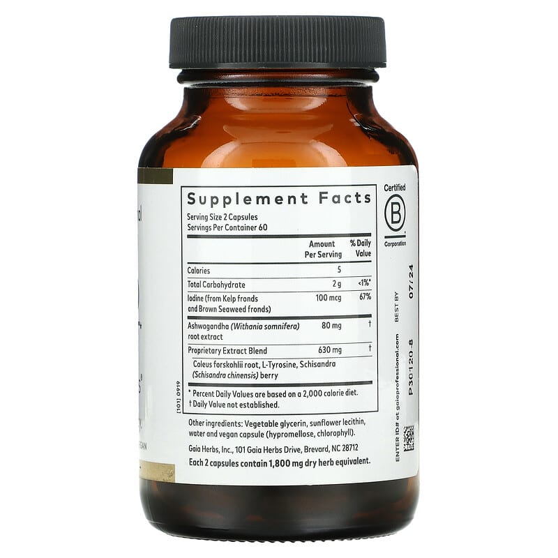 Gaia Herbs Professional Solutions, Thyroid Support, 120 Liquid-Filled Capsules 751063996785