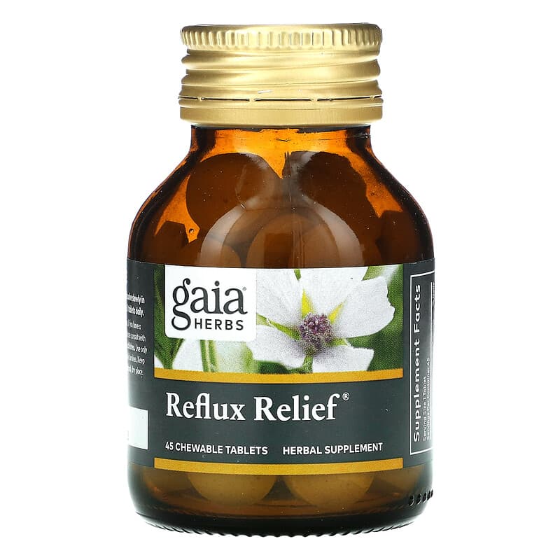 Gaia Herbs, Reflux Relief, 45 Chewable Tablets 751063146838