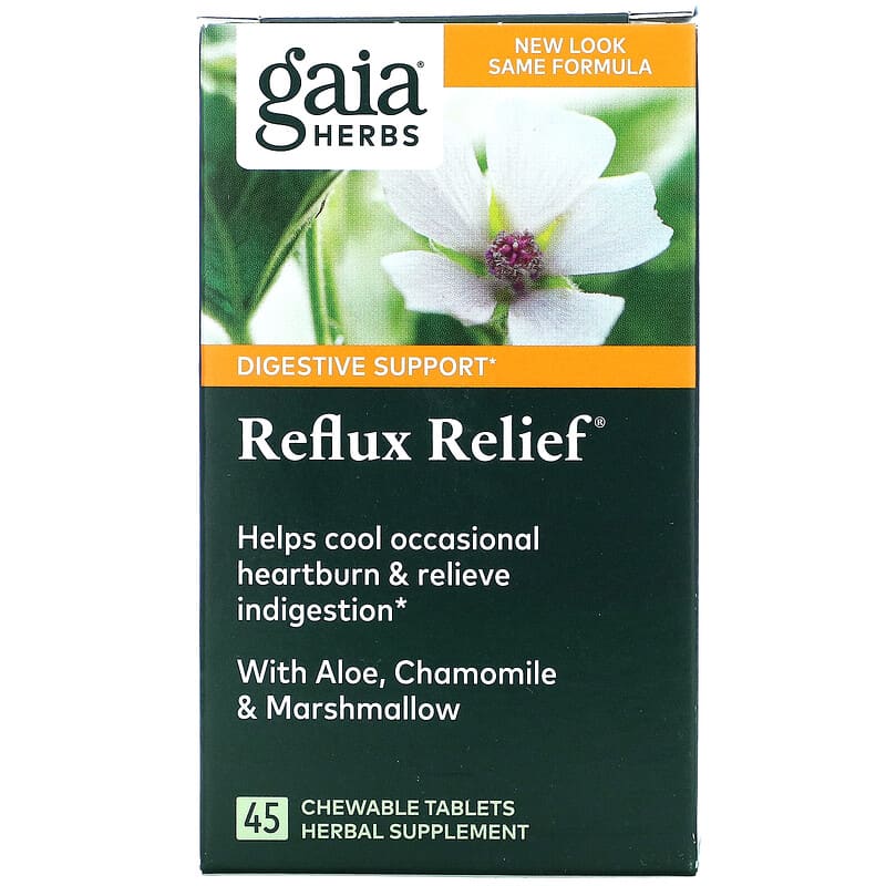 Gaia Herbs Reflux Relief 45 Chewable Tablets 751063146838
