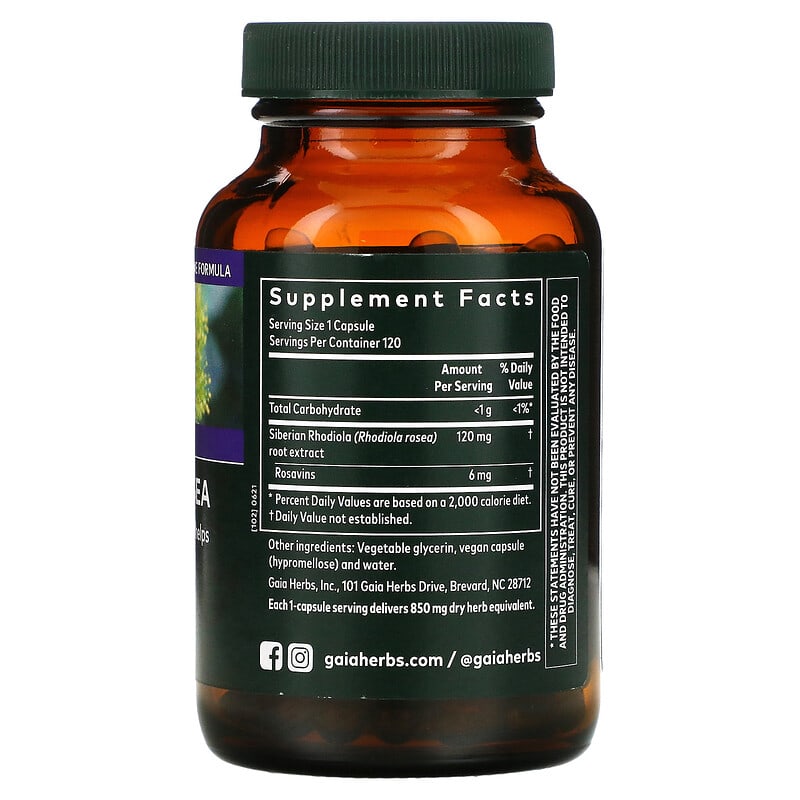 Gaia Herbs, Rhodiola Rosea, 120 Vegan Liquid Phyto-Caps 751063146418