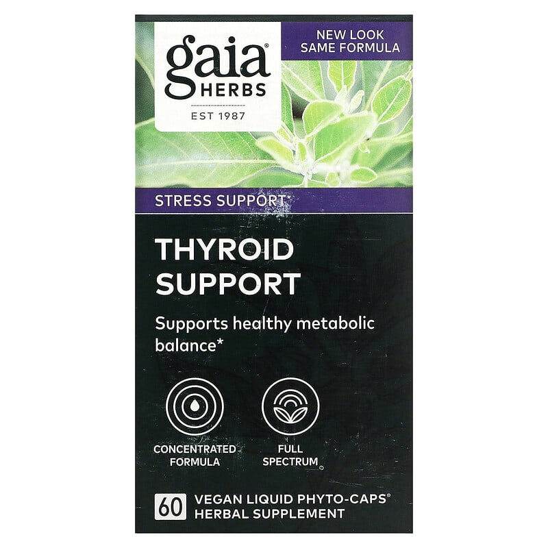 Gaia Herbs Thyroid Support 60 Vegan Liquid Phyto-Caps 751063399906