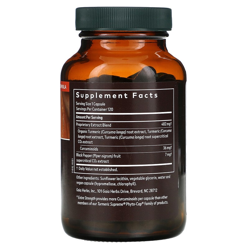 Gaia Herbs, Turmeric Supreme, Extra Strength, 120 Vegan Liquid Phyto-Caps 751063145961