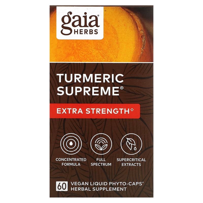 Gaia Herbs Turmeric Supreme Extra Strength 60 Vegan Liquid Phyto-Caps 751063403108