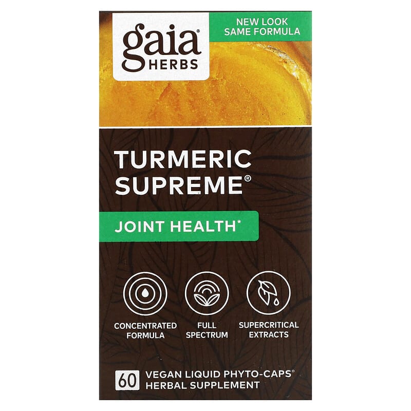 Gaia Herbs Turmeric Supreme Joint Health 60 Vegan Liquid Phyto-Caps 751063146456