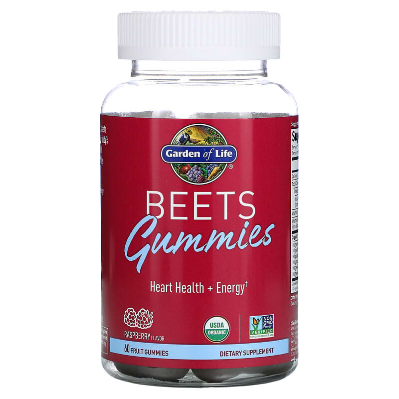 Garden of Life Beets Gummies Heart Health + Energy Raspberry 60 Fruit Gummies 658010130806