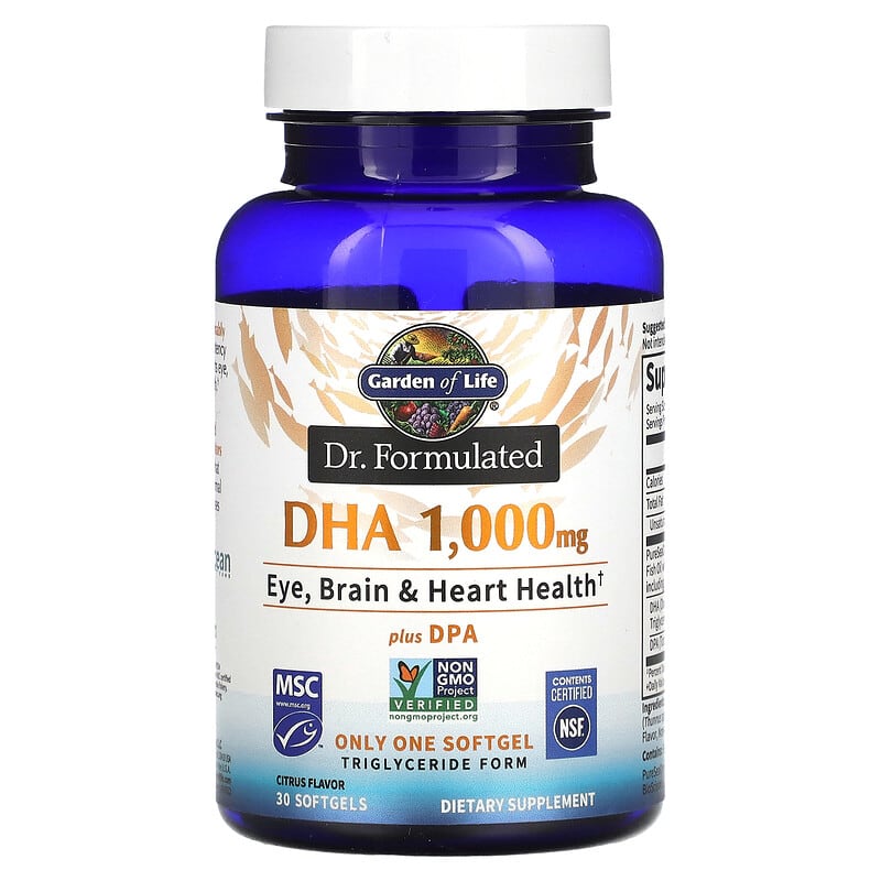 Garden of Life Dr. Formulated DHA plus DPA Citrus 1,000 mg 30 Softgels 658010125321