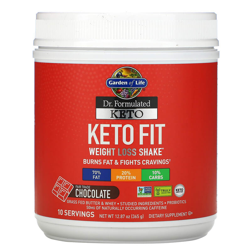 Garden of Life Dr. Formulated Keto Fit Weight Loss Shake Chocolate 12.87 oz (365 g) 658010124522