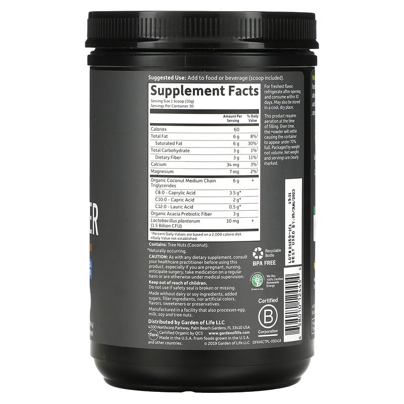 Garden of Life, Dr. Formulated Keto, Organic MCT Powder, 10.58 oz (300 g) 658010124454