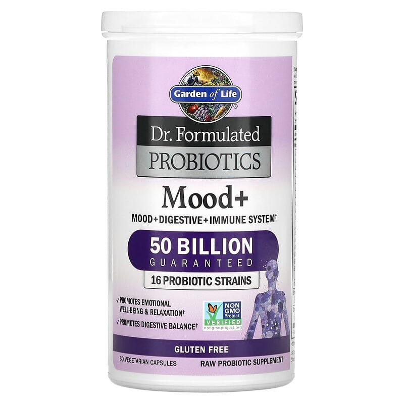 Garden of Life, Dr. Formulated Probiotics, Mood+, 60 Vegetarian Capsules 658010120043