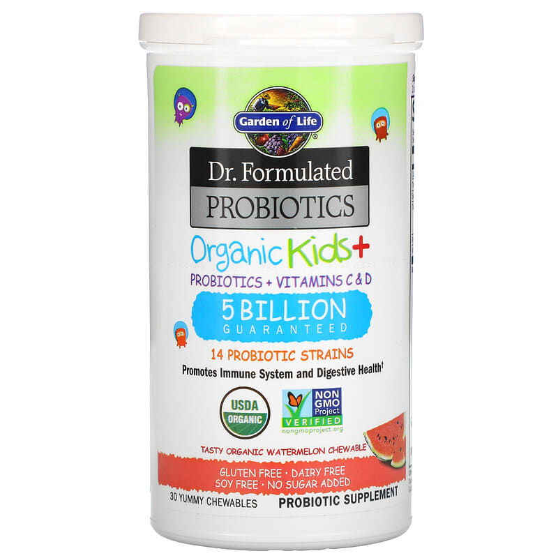 Garden of Life, Dr. Formulated Probiotics, Organic Kids +, Tasty Organic Watermelon, 30 Yummy Chewables 658010122153