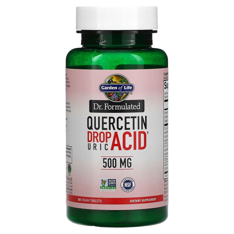 Garden of Life, Dr. Formulated, Quercetin Drop Uric Acid, 500 mg, 60 Vegan Tablets 658010130523