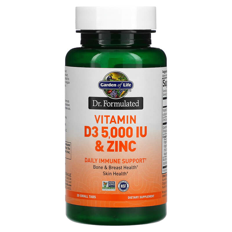 Garden of Life, Dr. Formulated, Vitamin D3 & Zinc, 30 Small Tabs 658010130530
