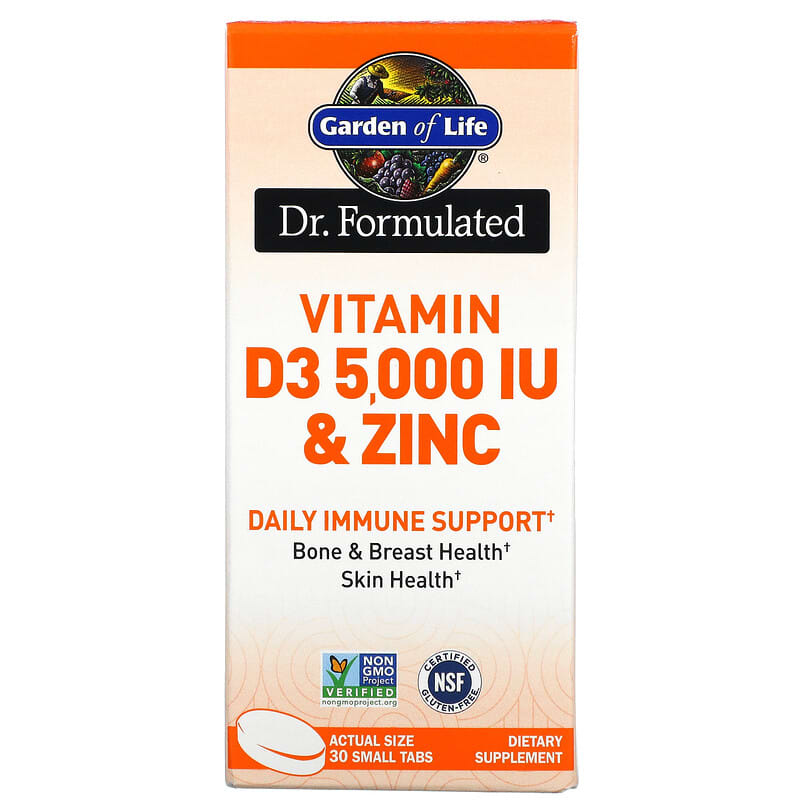 Garden of Life Dr. Formulated Vitamin D3 & Zinc 30 Small Tabs 658010130530